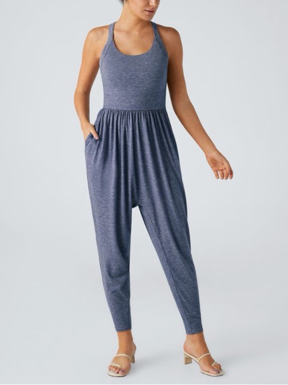 NWT Halara U Neck Pocket Harem Casual Jumpsuit-Easy Peezy Edition